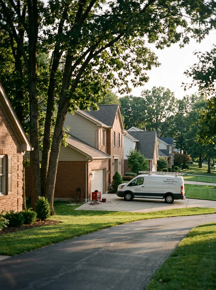 Anderson Township residential neighborhood with tree-lined streets and family homes near Cincinnati